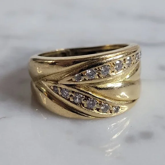 Womens Vintage Estate 18K Gold Bruno Guidi Designer Diamond Ring 5.5g E6932